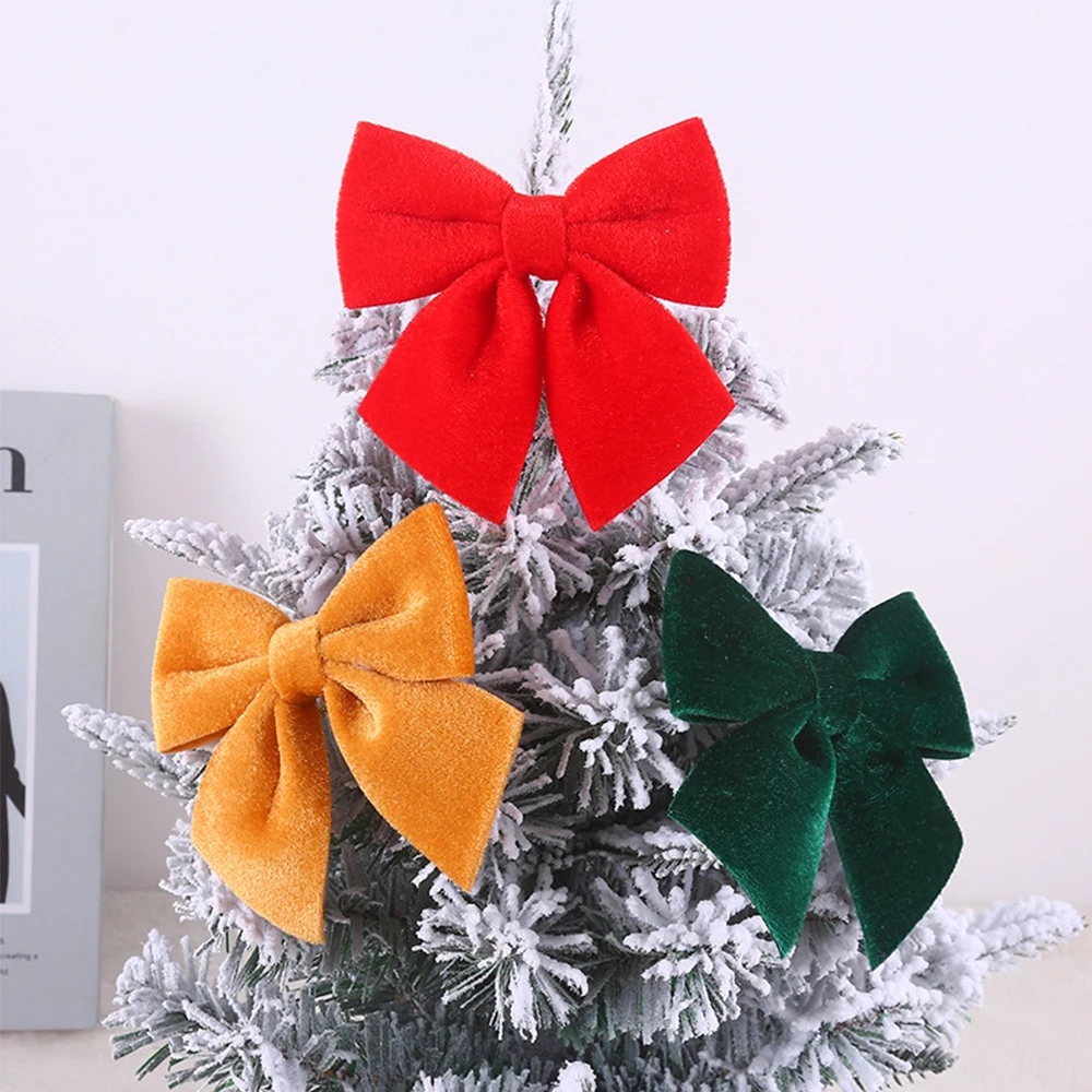 2/3PC Christmas Velvet Bows Xmas Pendants DIY Window Decora for Party Christmas Tree Topper Ornament for Wedding Outdoor Decor