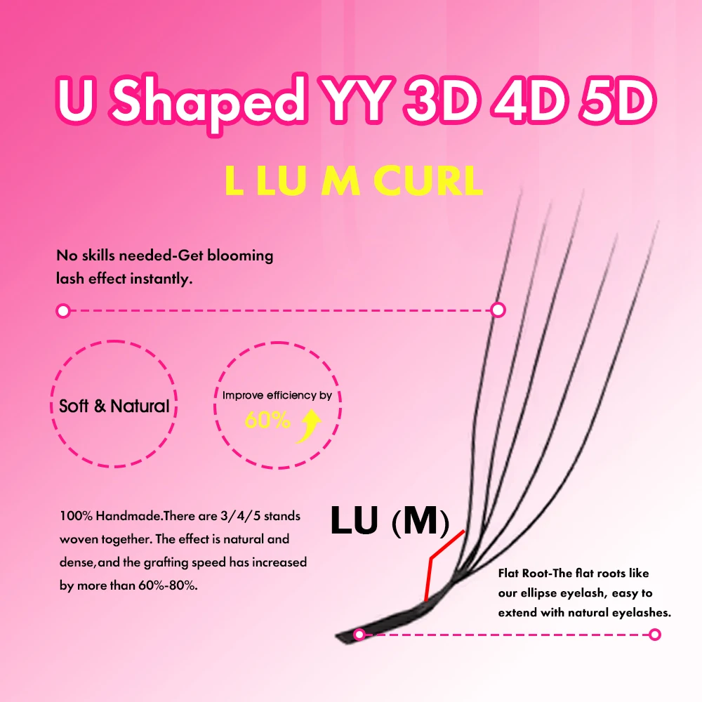 MASSCAKU 3D 4D 5D L/LU/M U-شكل رمش ملحقات اليدوية مجموعات كثيفة كاملة منتجات ماكياج رموش فردية طبيعية #2