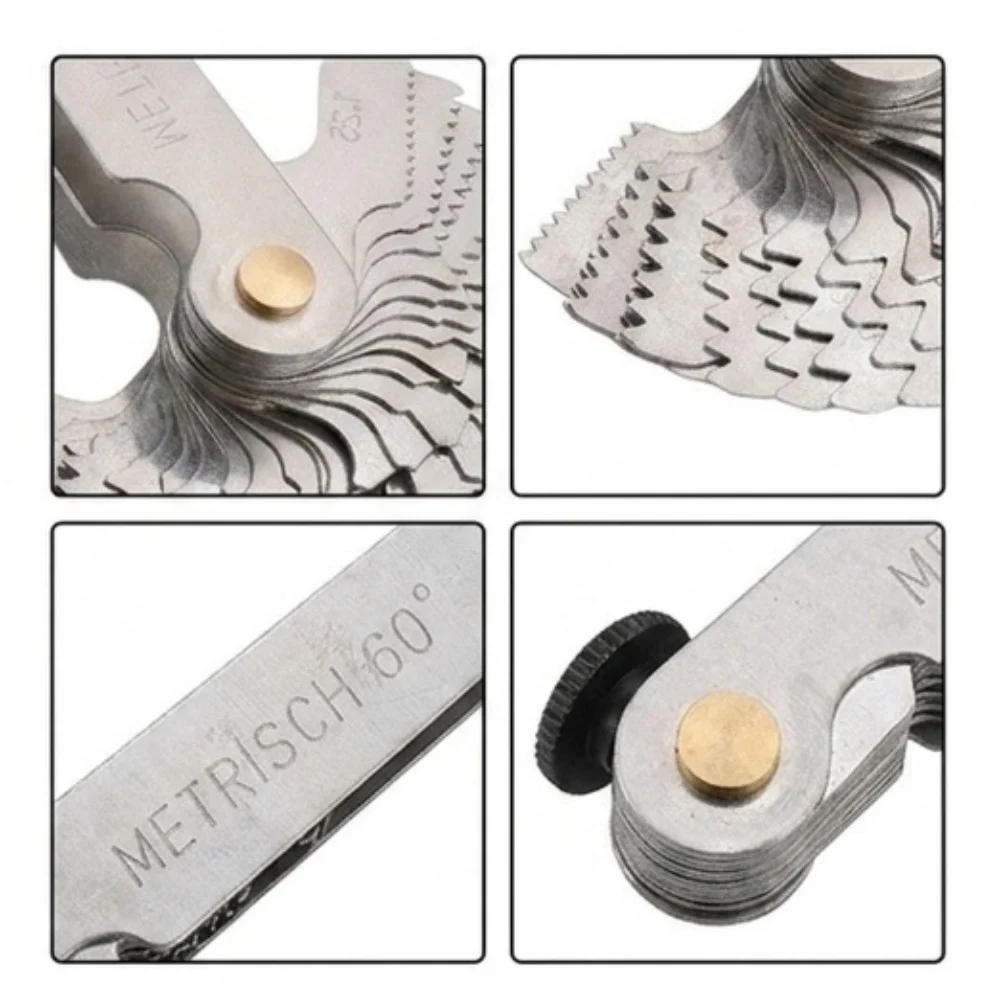 Metalworking Gauge Thread Gauges 0.25-6mm Thread Template 52 Sheets 60 Degree Stainless Steel Thread Gauge Hardened