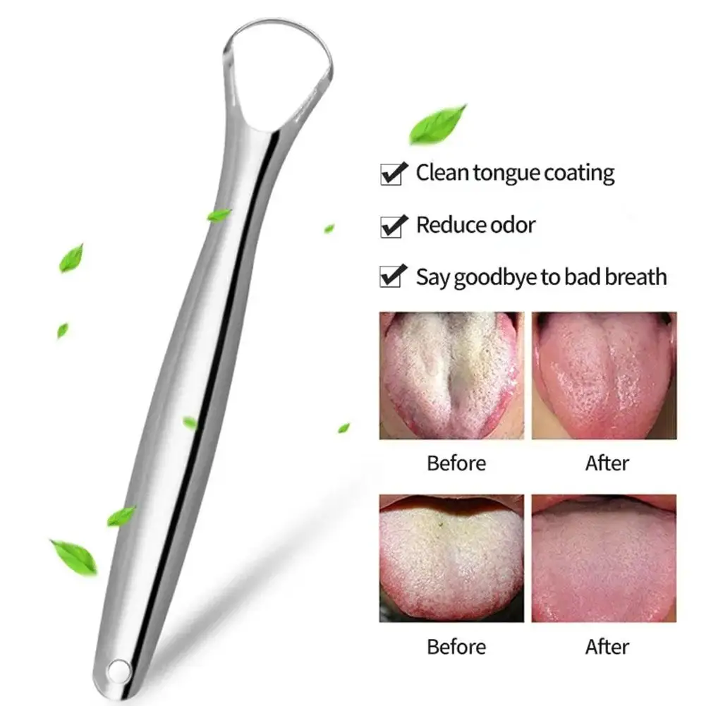 1pc Tongue Scraper Stainless Steel Tongue Scraper Metal Oral Eco-friendly Brush Cleaner & Reusable Breath Care H1c2