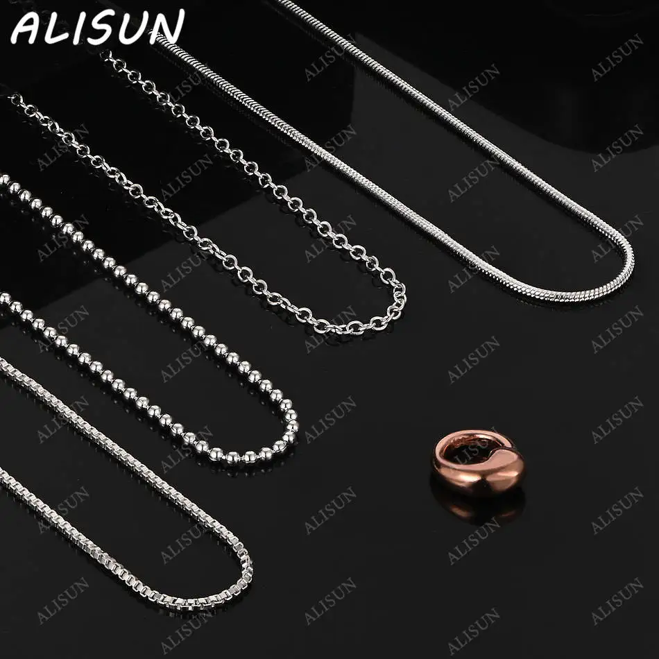 

ALISUN 40-75cm 925 Sterling Silver Round Pendant Necklace Chain For Woman Man Fashion Charm Jewelry Christmas Gifts