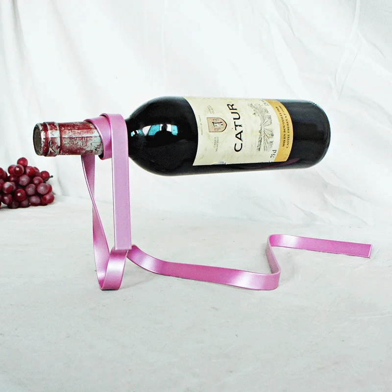 Ribbon wine rack, suspended red wine bottle, gravity balance bracket, novelty birthday gift ornaments