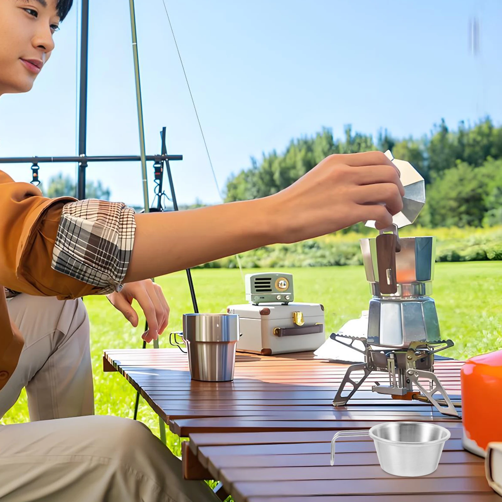 50 مللي كوب نبيذ صغير خارجي من الفولاذ المقاوم للصدأ محمول متين للسفر والتخييم والمشي لمسافات طويلة كوب شاي مدمج وسهل التنظيف #2