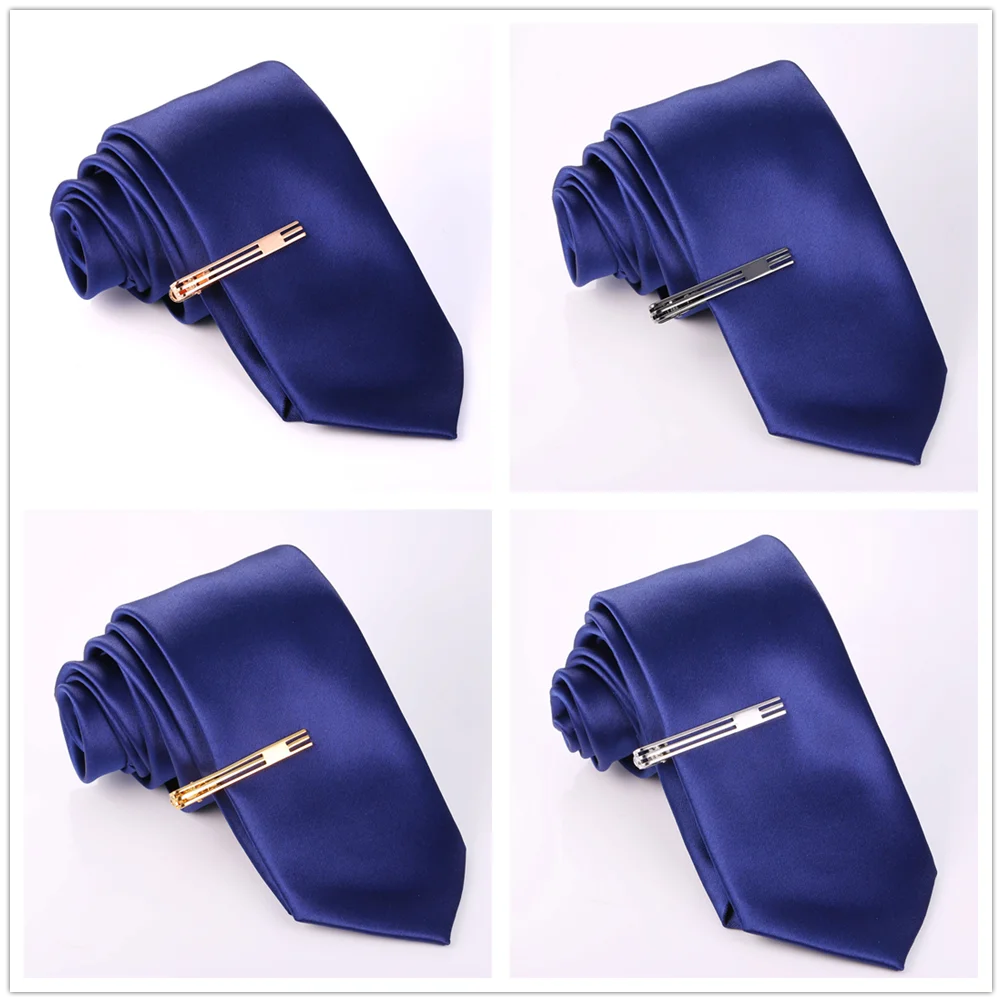 U7 4pcs/set Tie Clips for Men Simple Style Business Man Mix or Same Metal Color Set Necktie Clip Clasp Jewelry Set Gift for Him