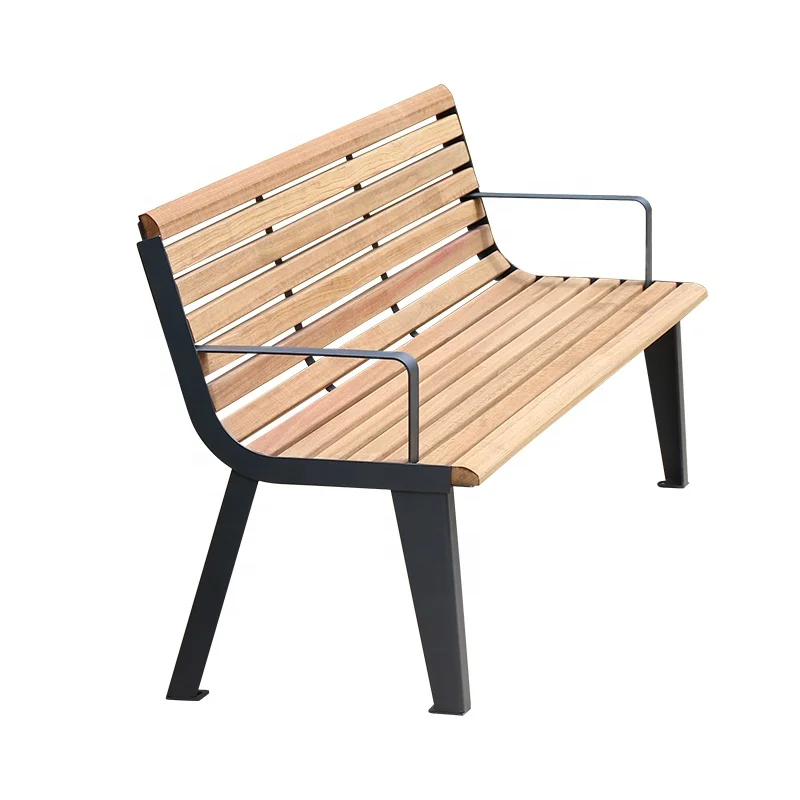 

Original Color Solid Wood Park Bench With Aluminum Legs Long Life Garden Bench Patio Furniture Strong Supports