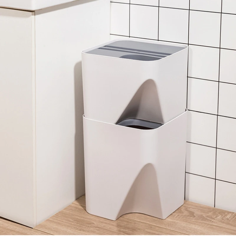 Waste Sorting Trash Can Living Room Bin Wet and Dry Separation Paper Basket Plastic Stackable Trash Bin Eco-Friendly Waste