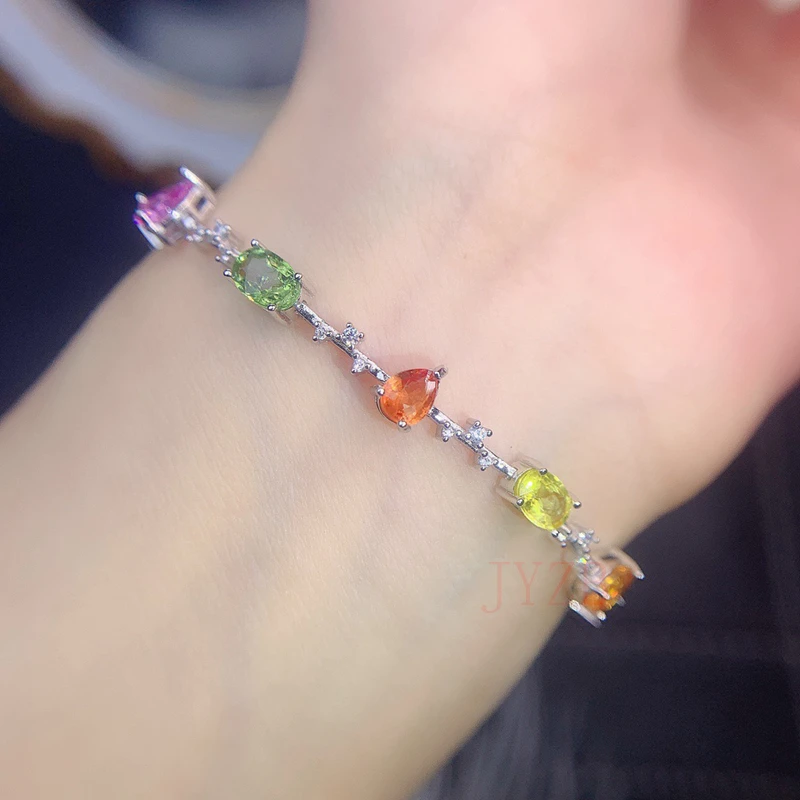 Light luxury micro inset high-end cold wind personality color sapphire bracelet female ins niche design delicate accessories