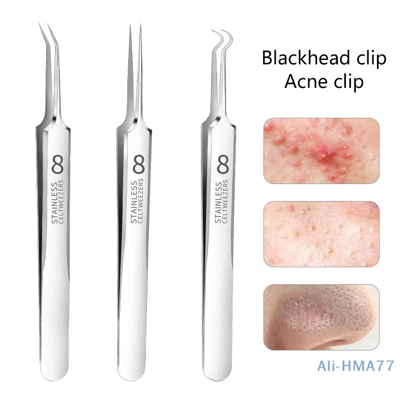 Ultra-fine Cell Pimples Blackhead Clip Tweezers Beauty Salon Remover Acne Needle Blackhead Deep Cleaner Clip Face Skin Care Tool