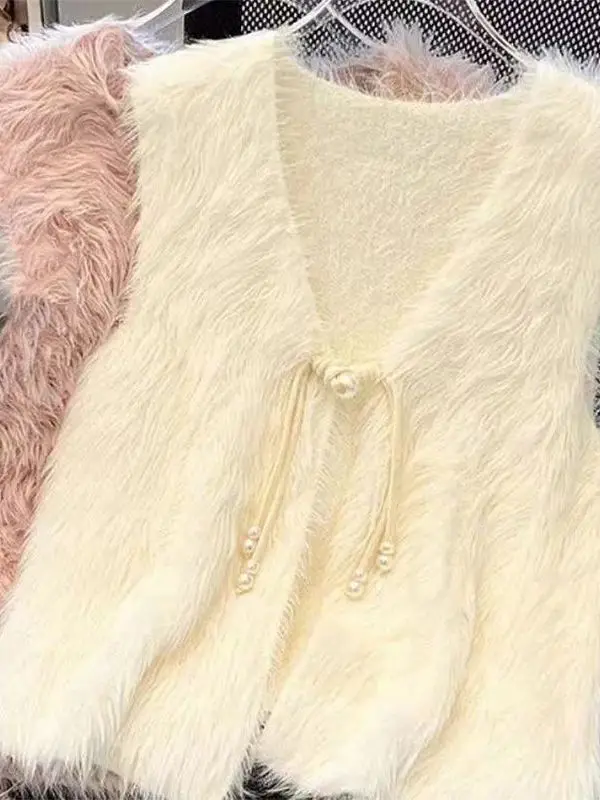 

Милый вязаный жилет, женский однотонный свободный верхний костюм, дизайн на пуговицах, весна-осень, новый модный повседневный жилет для поездок на работу