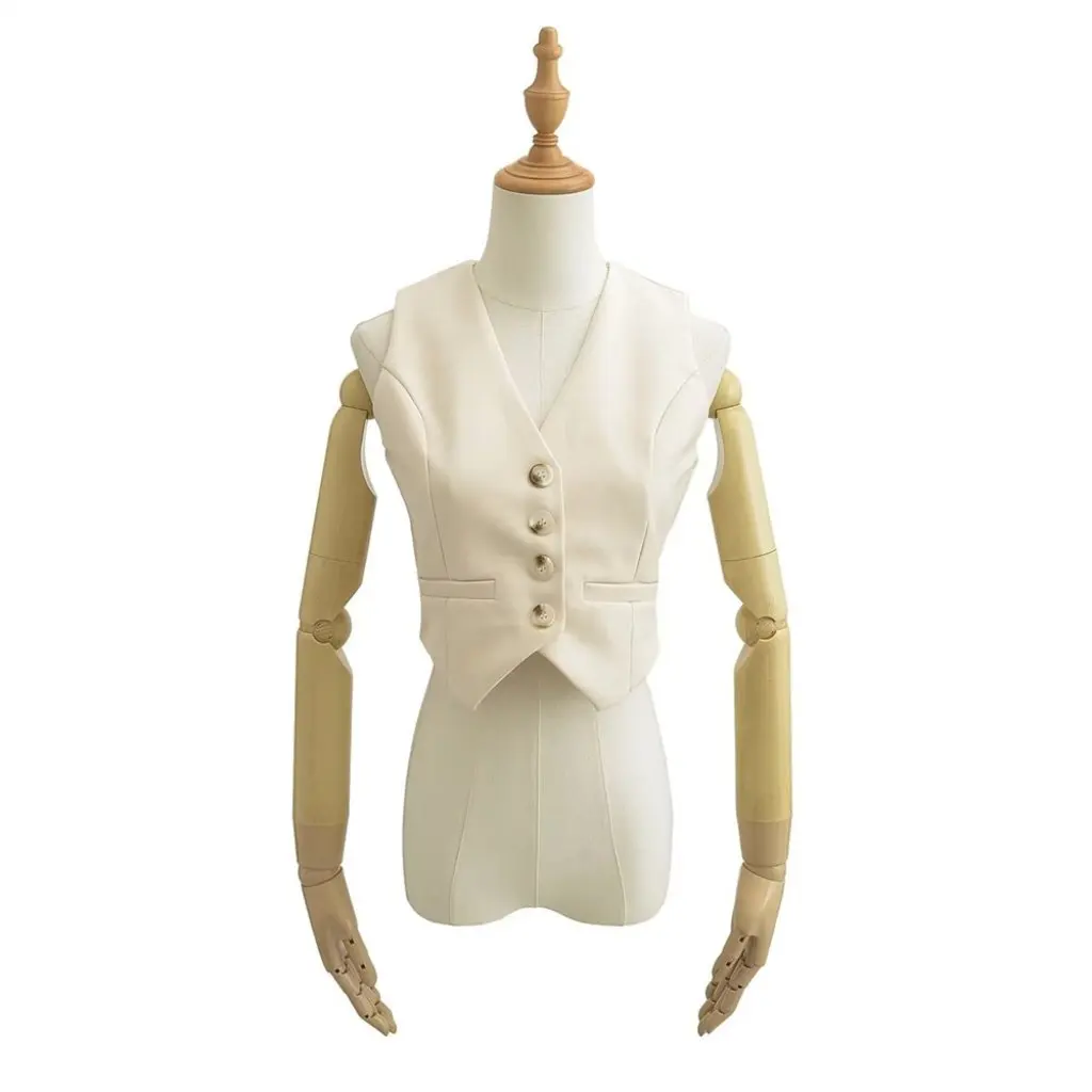 

YPFF Women's Slim-fit Single-breasted Suit Vest European American Vintage Trendy Small Top Solid Color Short Vest for Slimming