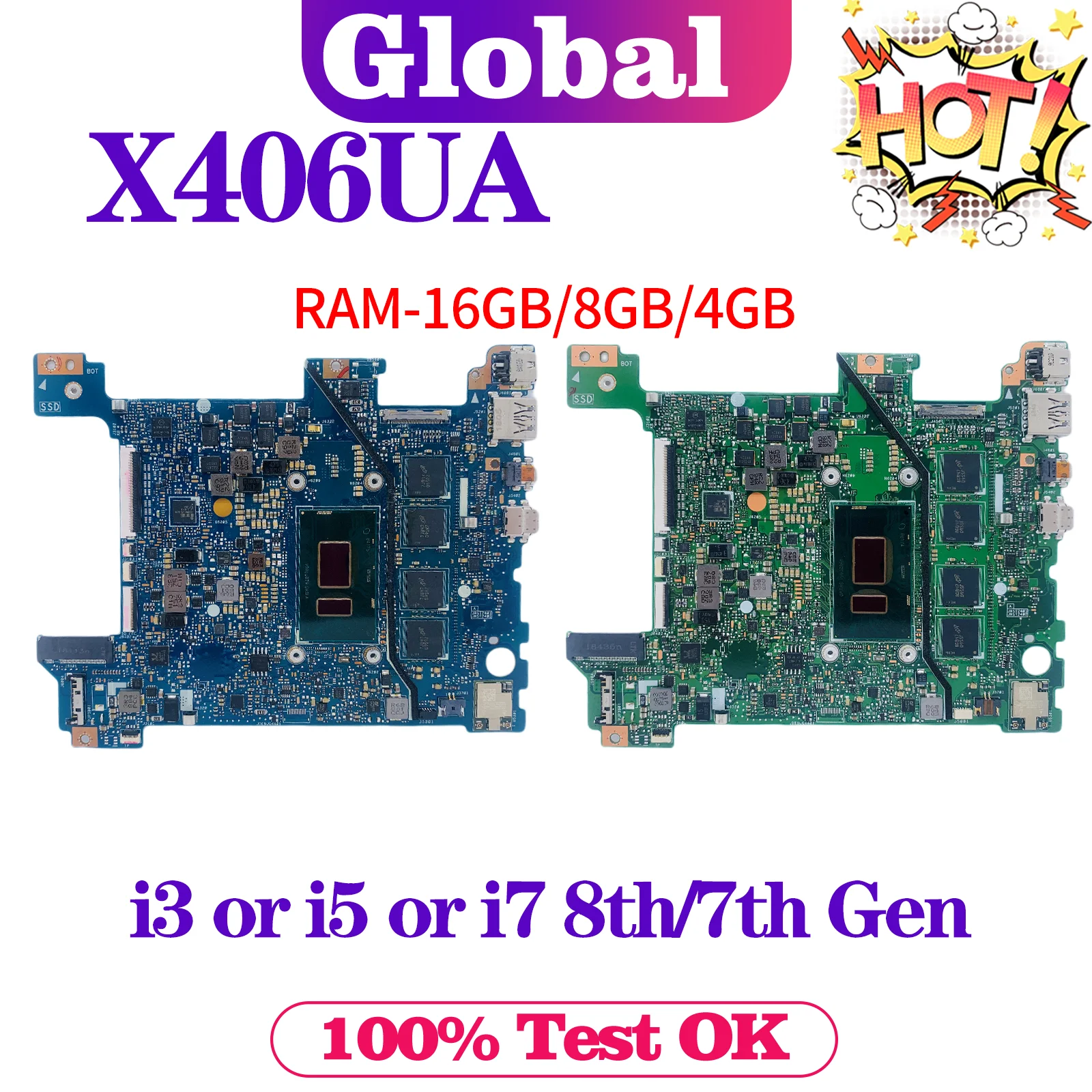 

KEFU X406U Mainboard For ASUS X406UA S406UA K406UA V406UA X406UAR Y406UA X406UAS Laptop Motherboard I3 I5 I7 8th/7th 4GB/8GB-RAM