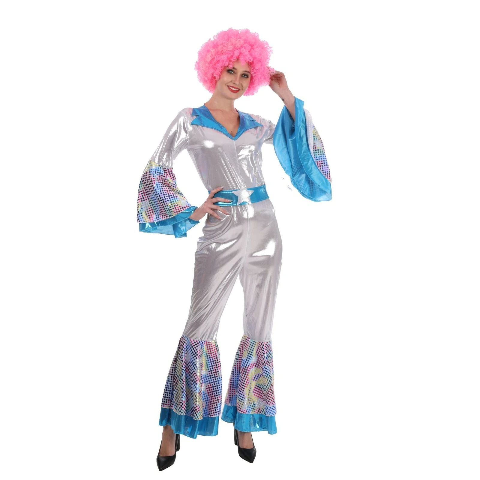 

Fulujiacos Woman Music Festival Party 60s 70s Retro Hippie Disco Cosplay Costume Jumpsuit