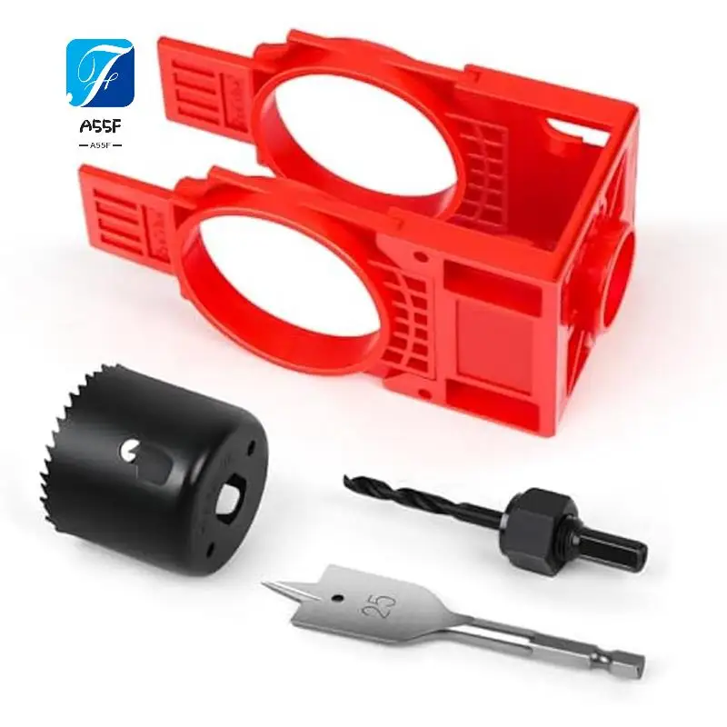 

A55F-Door Lock Installation Kit,Door Hole Drilling Kit For Deadbolts And Locksets With Guide Template, Door Lock Hole Saw