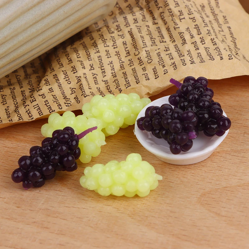 6Pcs/set 1:12 Dollhouse Miniature Purple Green Grape Dollhouse Food  Doll House Accessories Toys