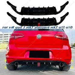Fit For Volkswagen VW Golf 7 MK7 Standard GTI GTD Rear Lip Bumper Diffuser Plastic Splitter Gloss Black Car Body Kit With Light