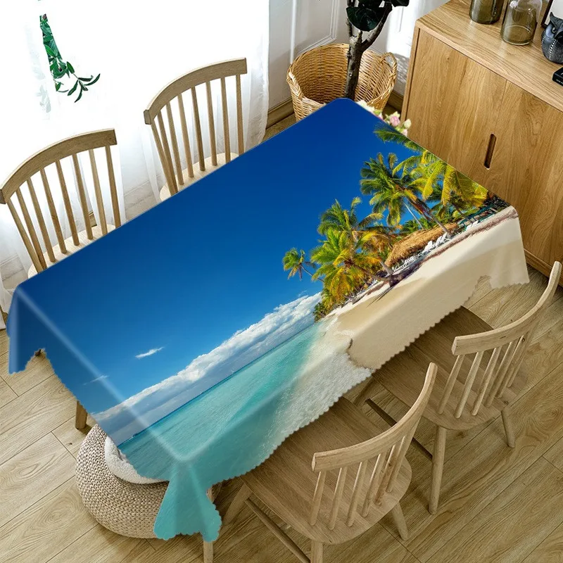 Beach Seaside Table Cloth Oxford Print Waterproof Oilproof Home Rectangular Party Table Cover Tablecloth Outdoor Picnic Mat