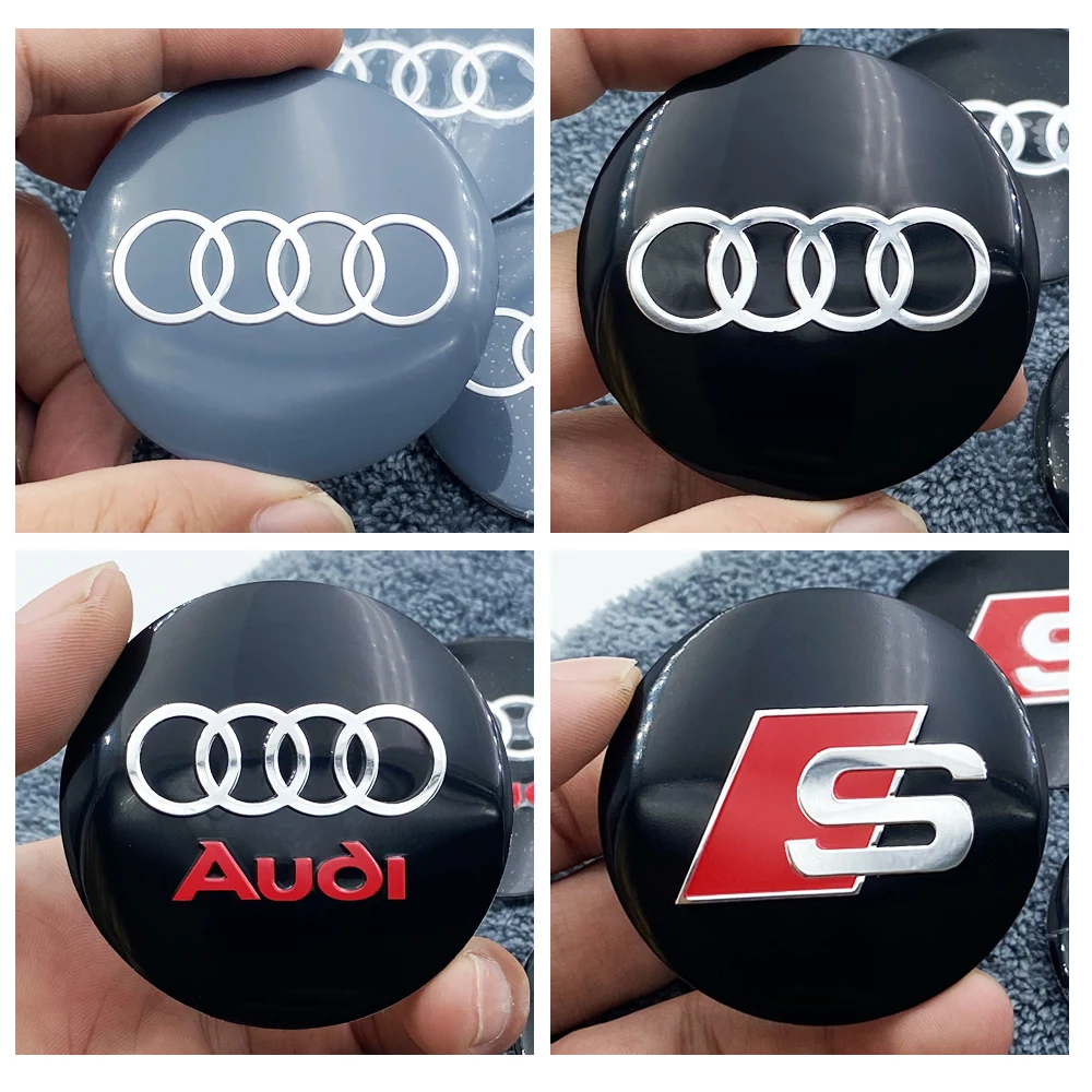 4pcs/lot 56/65mm Wheel Hub Cap Emblem Sticker Car Decoration for AUDI A3 A4 B7 B8 B9 A5 A6 A7 A8 Q1 Q2 Q3 Q5 Q7 Q8 TT RS R8