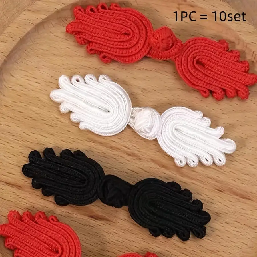 1/5/10/20/50/100pcs Pairs of Cheongsam Buttons Handmade Chinese Tang Suit Retro Flower Buttons White Buttons Rope Braided Button