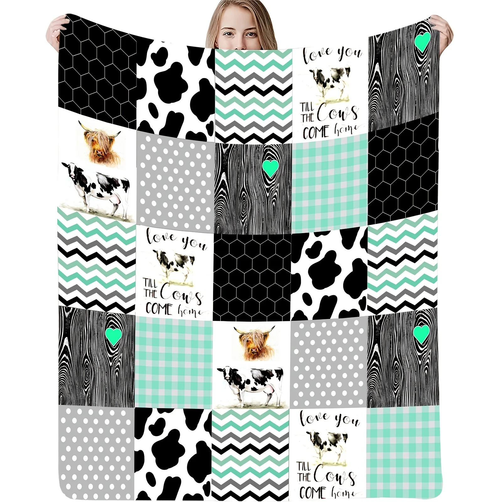 Cow Print Blanket Fleece Blanket Farm Cow Blanket Super Soft Cozy Blanket Lightweight Plush Fuzzy Lap Blanket and Sofa Blanket