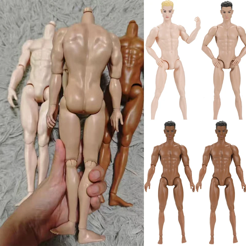 

35cm Height 1/6 Male Body Doll White Normal Skin Dark Brown Strong Man Male Model Black Hair 13 Joint Movable Figure Toy Gifts