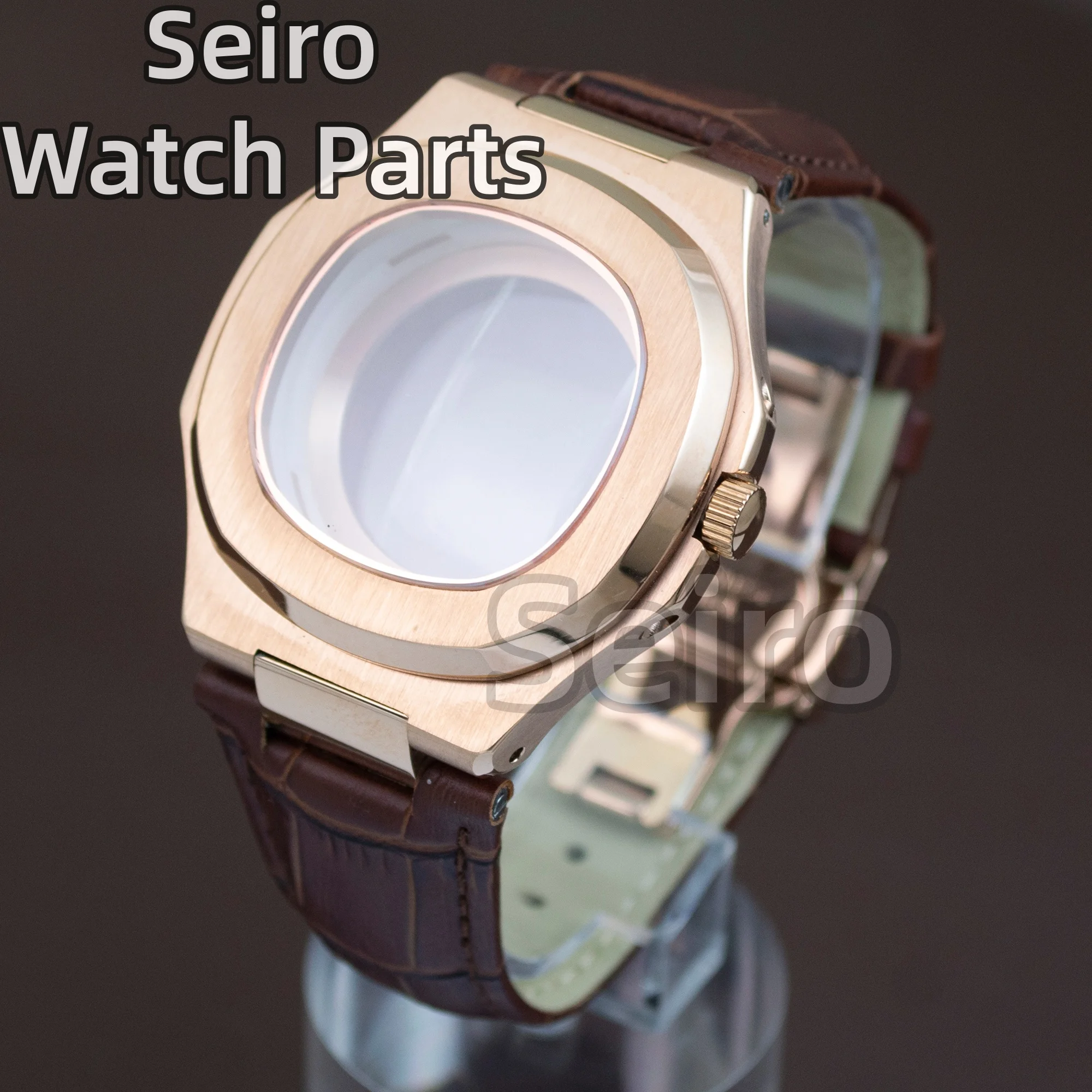 

41mm NH35 Watch Case Dial Hands Genuine Leather Strap Sapphire Glass Waterproof for Nautilus Seiko NH35 NH36 NH38 Movement Case