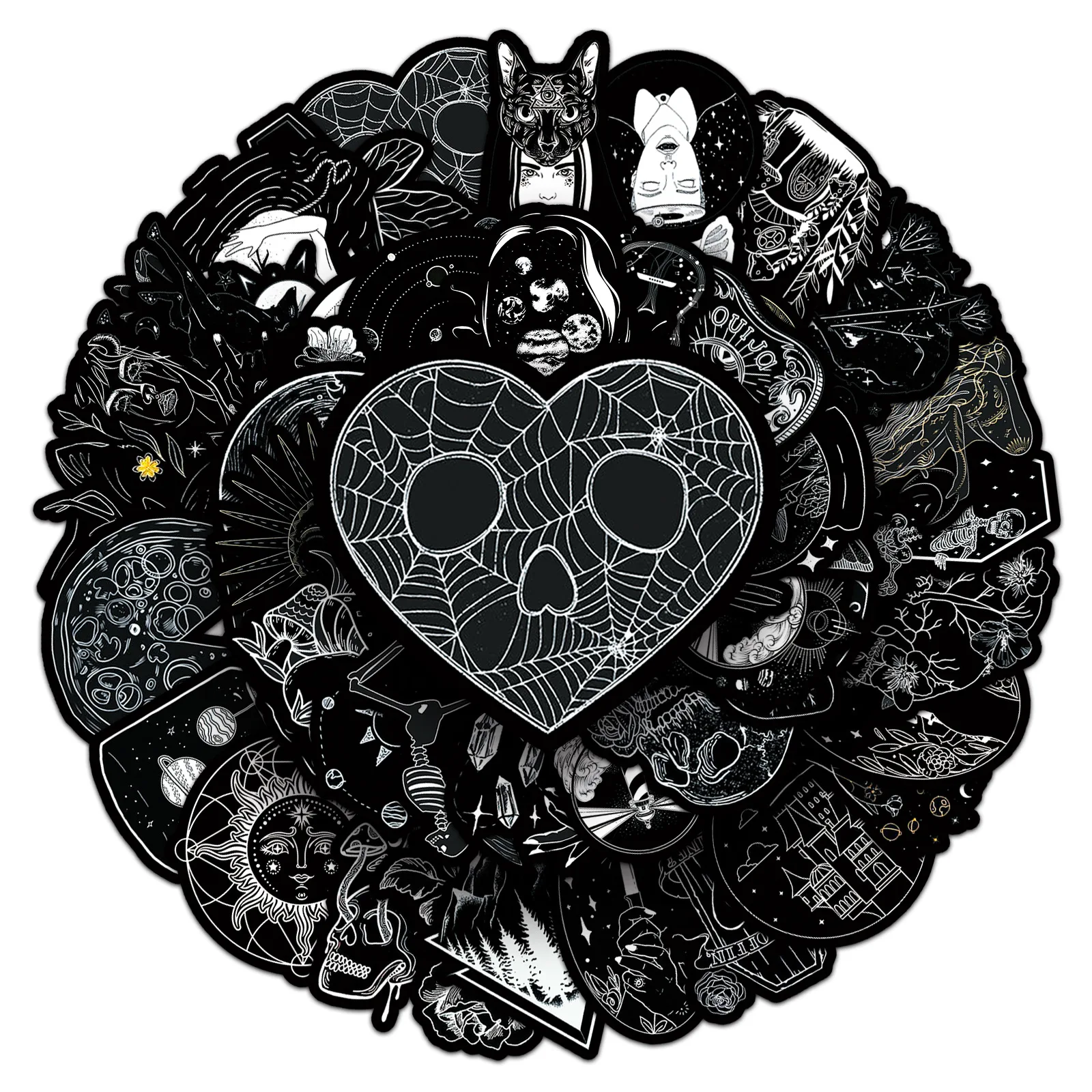 

10/30/50PCS Cartoon Black And White Sticker Halloween Horror Theme DIY Toys Laptop Suitcase Skateboard Decal Graffiti Sticker