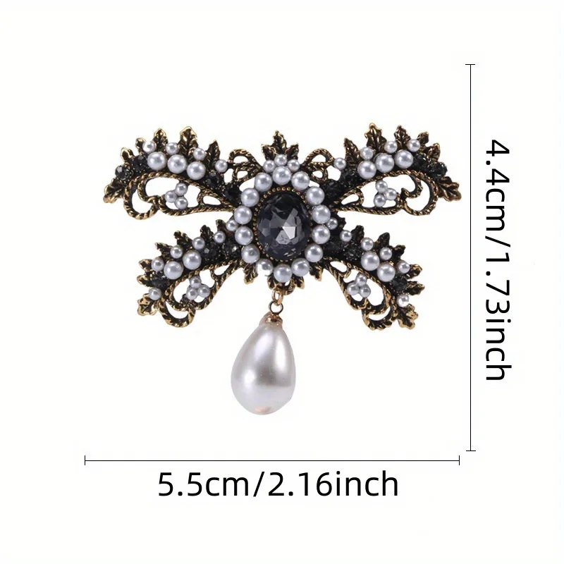 Exquisite Vintage Bow Pearl Brooch Pendant Corsage Ladies Costume Corsage Pin