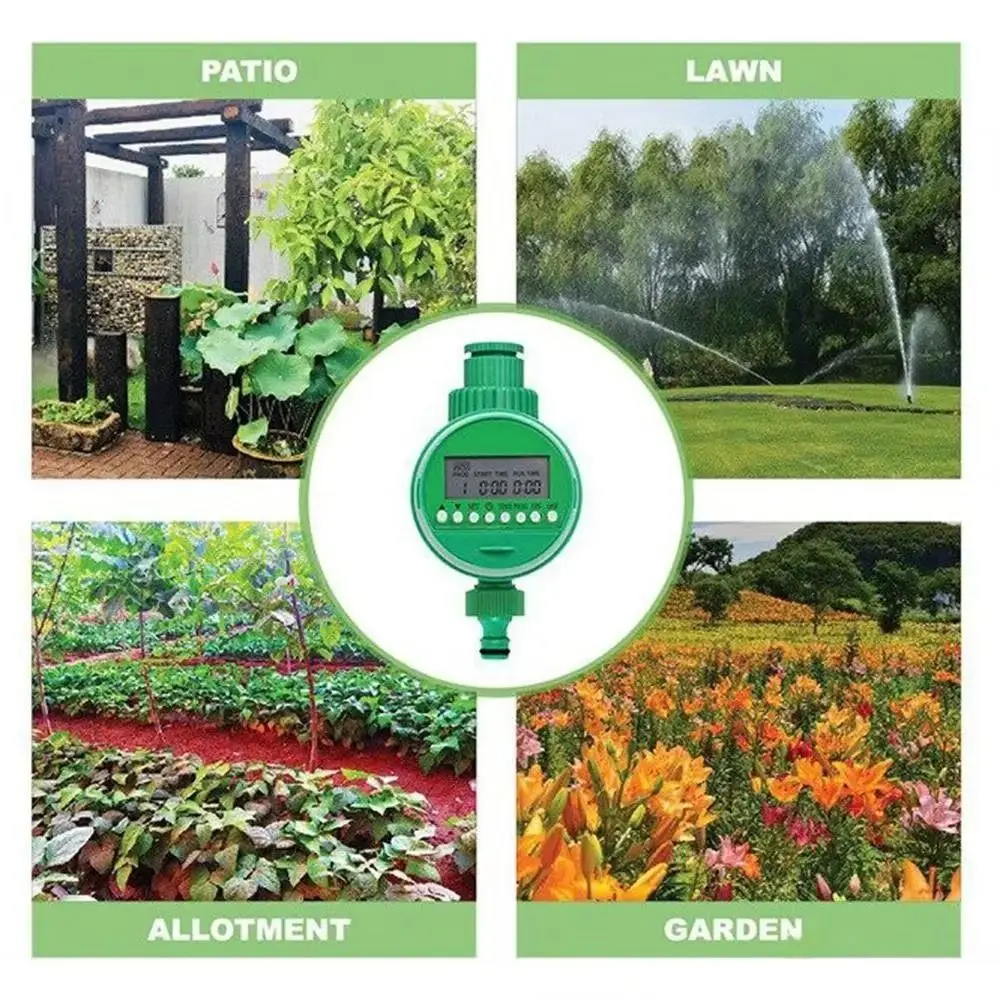 LCD Display Water Timer Electronic Control Intelligent Timing Irrigation Controller Green Color Portable Design Watering Timer