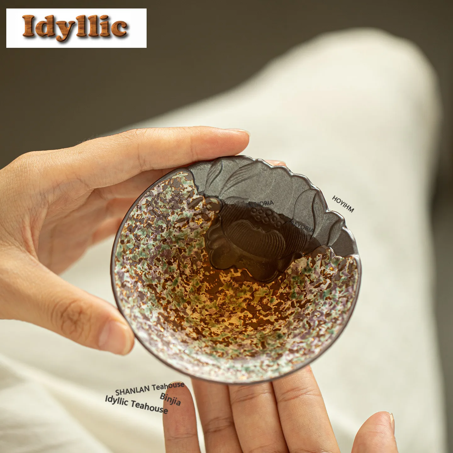 HOYIHM 50ml Old Rock Clay Lotus Fragrance Teacup Handmade Tea Bowl Jug Tea-tasting Meditation Cup Jianzhan Master Cups Cafes