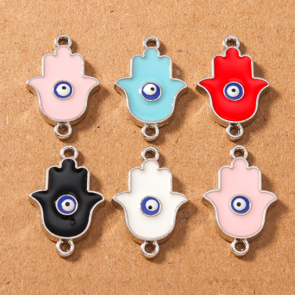

10pcs Enamel Hamsa Hand Charms Pendants for Jewelry Making Necklace Earrings Bracelet DIY Handmade Accessories Supplies