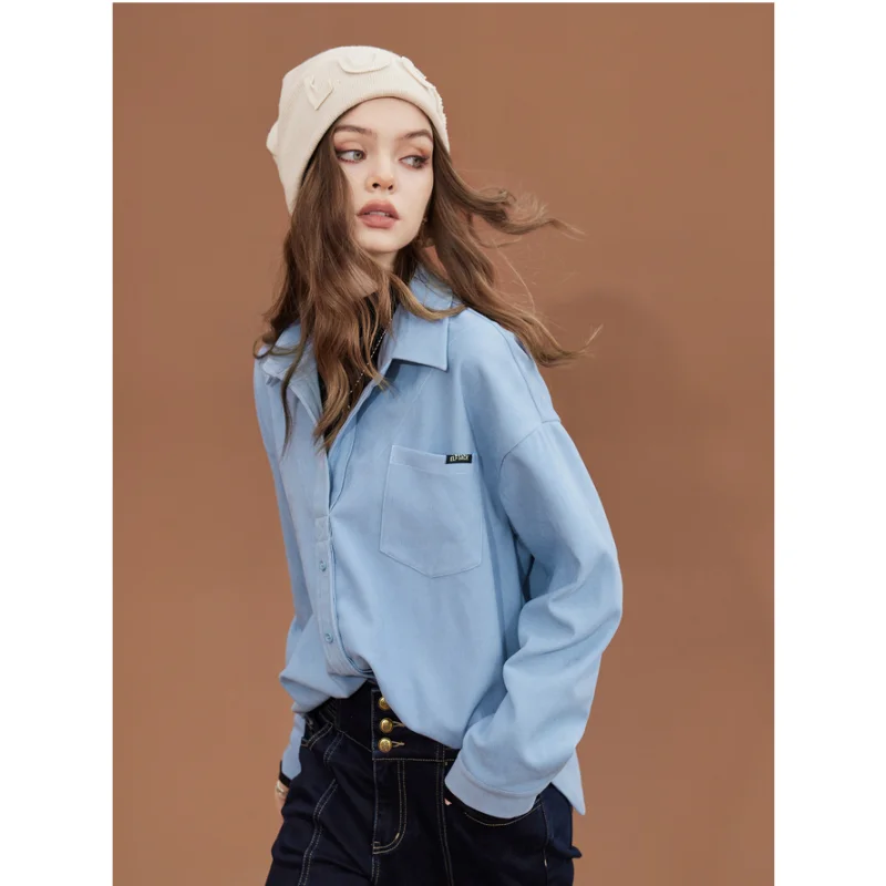 Women\'s Clothing Shirt Spring Brown Shirt Fake Two Pieces Corduroy Fashion Vintage Female Long Sleeve Chic Casual Blouse Tops