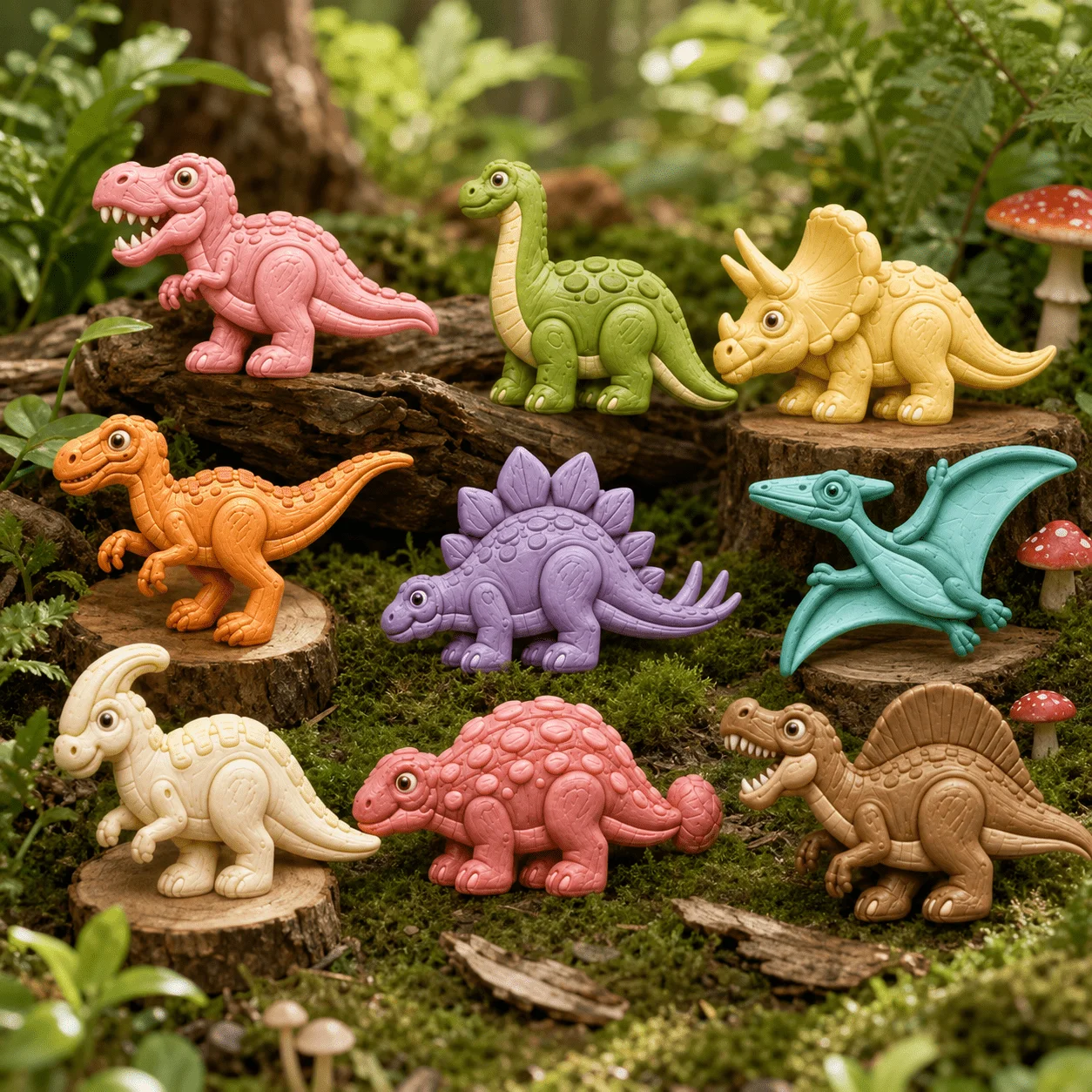 9-fach Cartoon-Dinosaurier-Silikonform für Harz, Kerzen, Seife, Ton & Gips, DIY-Schmuck, Mini-Ornamente, Kinderdekoration