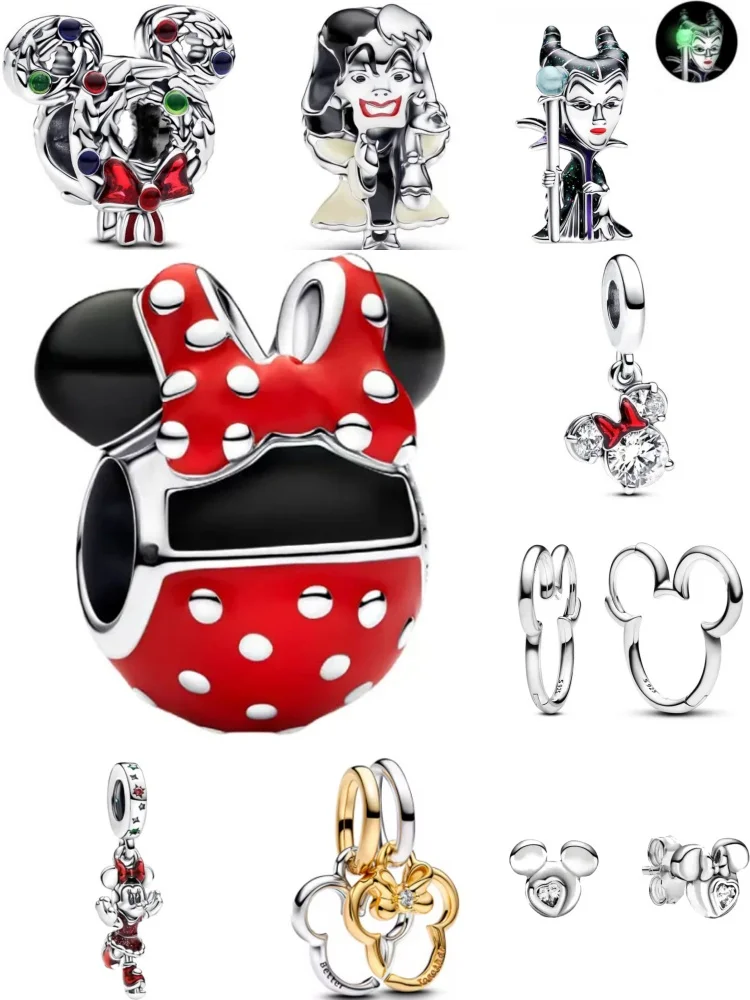 حار بيع 925 الفضة الكرتون الحيوان ماوس قلادة بها خرزات مناسبة لأوروبا الأصلي سوار DIY بها بنفسك اكسسوارات مجوهرات رائعة