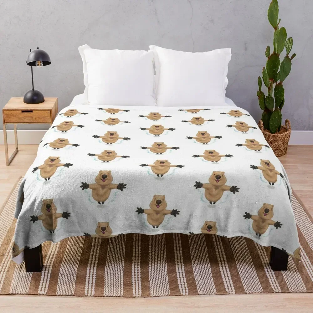 happy like a quokka Throw Blanket Designers Furry Sleeping Bag Beach Blankets