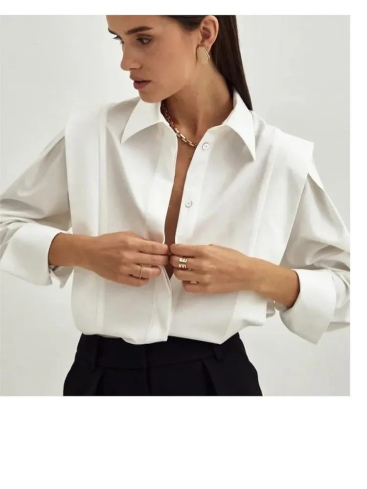 

2025 Shirts Shirts & Blouses Blouse For Woman All-match Slim Simple Style Solid Color Long Sleeves Temperament Commuting Office