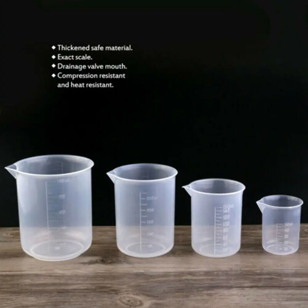 Outil de mesure gradué en plastique, tasse transparente, fournitures de cuisson, bécher de laboratoire, carafe à liquide