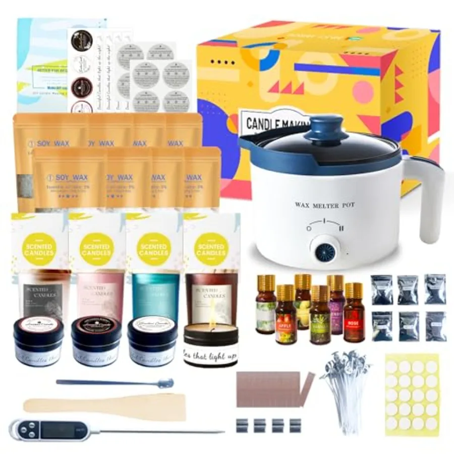 

DIY Candle Making Kit with Glass Jars for Home Use Wax Melter Kit for Adults Art Craft Supplies in Various Colors