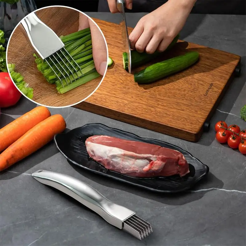 1pc Stainless Steel Scallion Cutter Shred Silk The Knife Vegetable Onion And Garlic Cutting Machine Quick Shredder Kitchen Tool