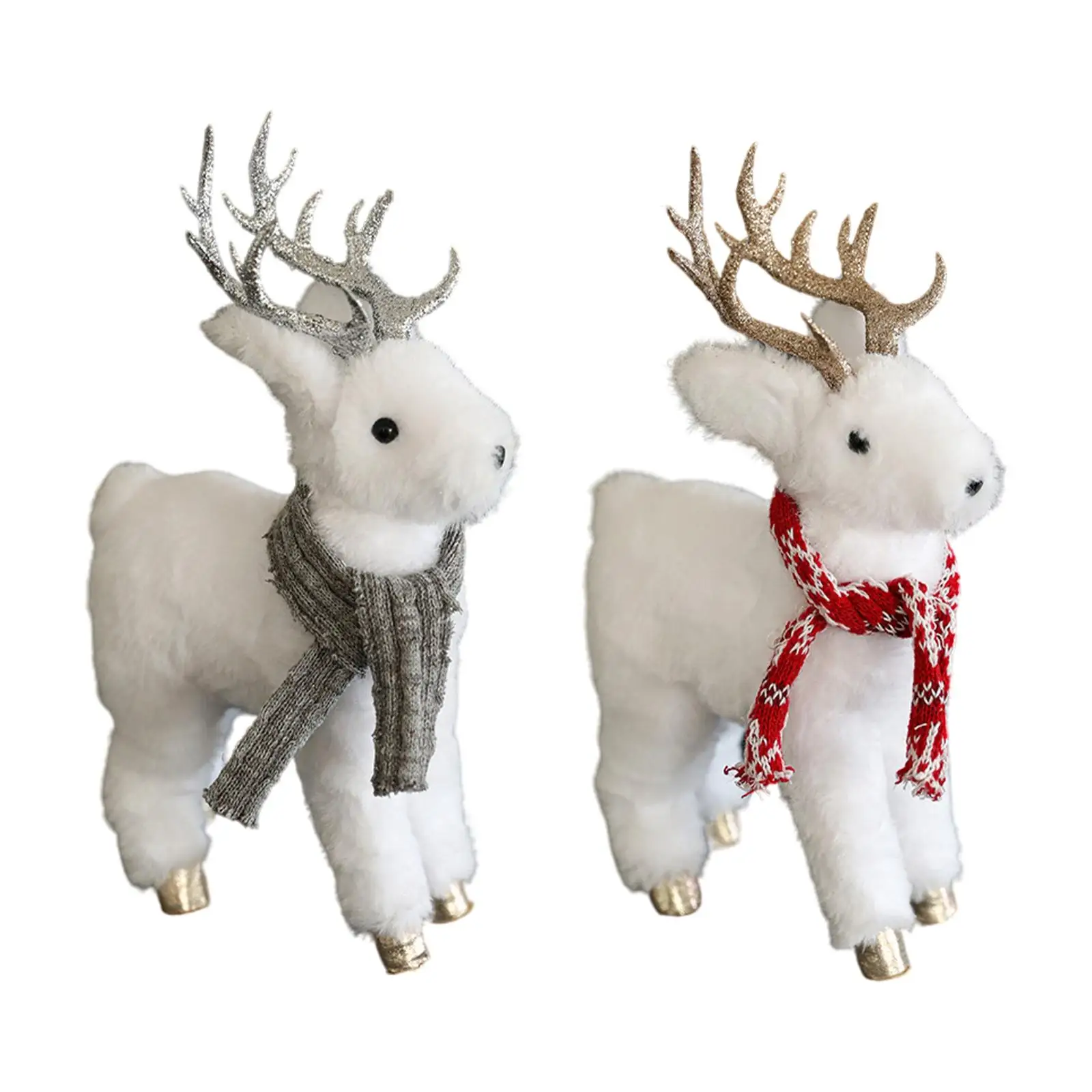 Stuffed Reindeer Christmas Figure Decoration Collection Lovely Decorative Stuffed Animal for Xmas Bar Tabletop Festival Shelf