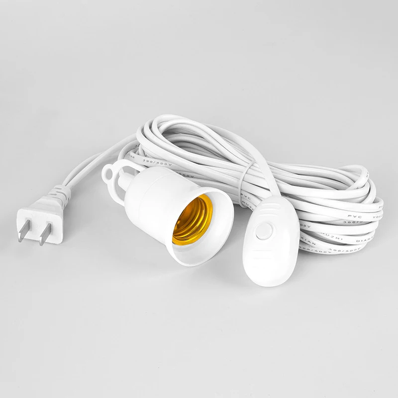 2/4/7/9M Power Cord Cable E27 LED Lamp Bulb Bases Socket Holder US Plug Switch Wire Extension Cable For Pendant Bulb Hanglamp