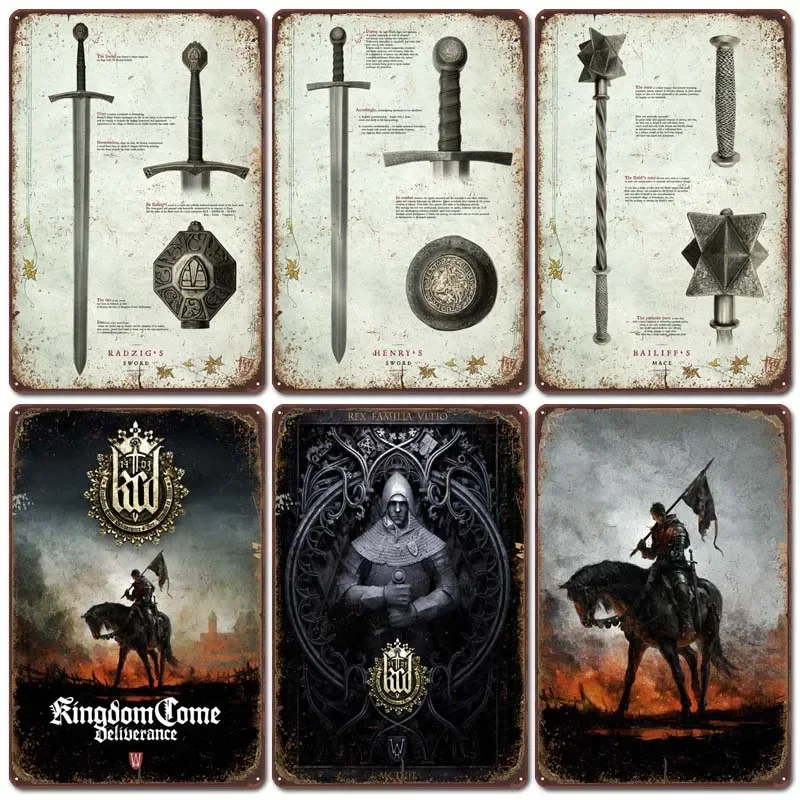 Kingdom Come Deliverance Tin Plaque Metal Posters Wall Decoration Metal Signs Vintage for Game Room Garage Bar Wall Decoration