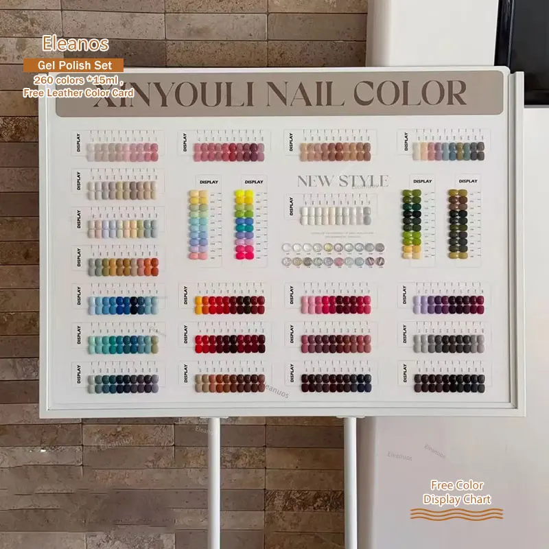 Eleanos 260 Colors 15ML Soak Off UV LED Gel Polish Kit With Color Chart Nail Art Salon Nail Gel Set Nail Gel Polish Learner Kit