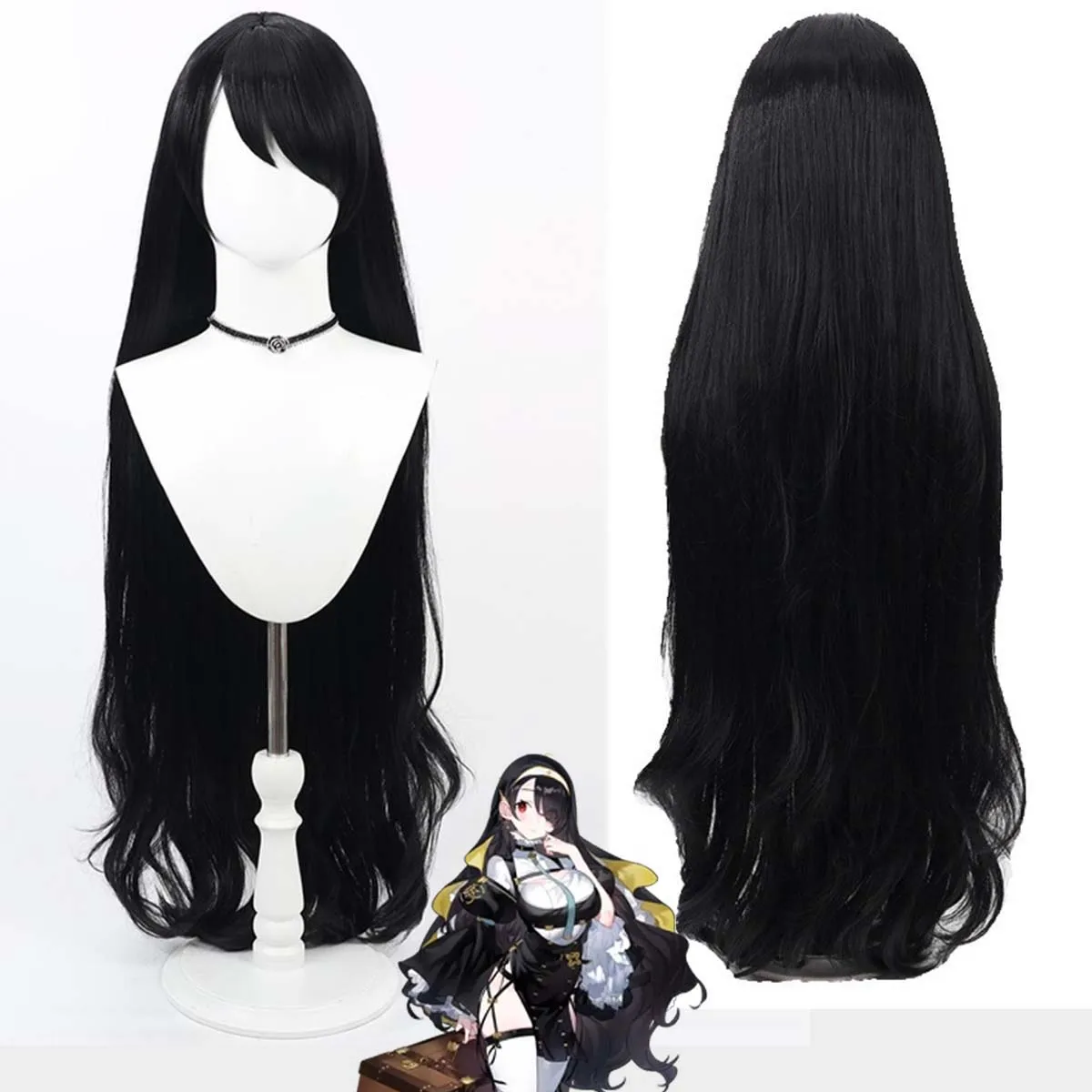 Roleplay Party‌ Game Blue Archive Hinata Wakaba Cosplay Long Black Wig