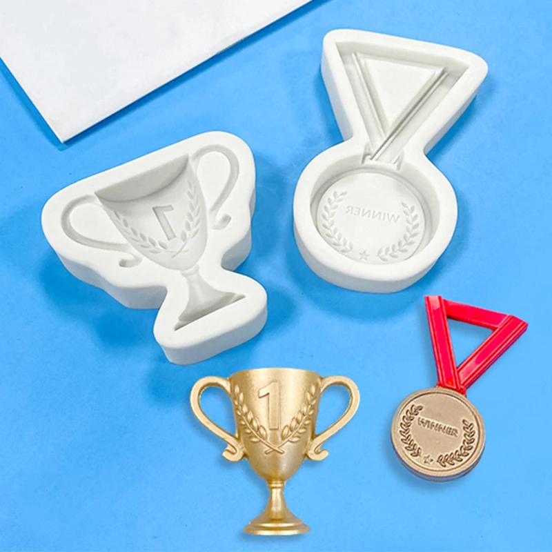 Trophy Medal Sports Meeting Silicone Sugarcraft Mold Fondant Cake Decorating Tools Candy Clay Cupcake Chocolate Baking Mold