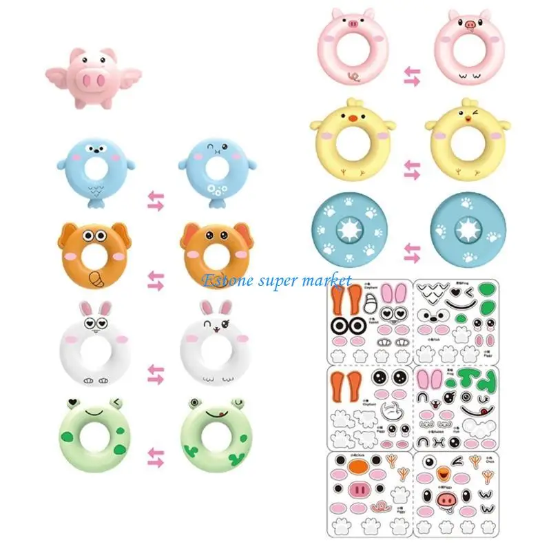 090B Trẻ Đồ chơi nhựa Rainbow Rings Building Blocks Baby Stacking Toy