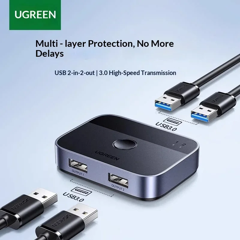 UGREEN CM757 35313 USB 3.0 Sharing Computers USB Devices 2 In 2 Out with Cables