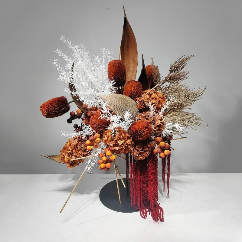 Modern light luxury red restaurant wedding home flower arrangement decoration