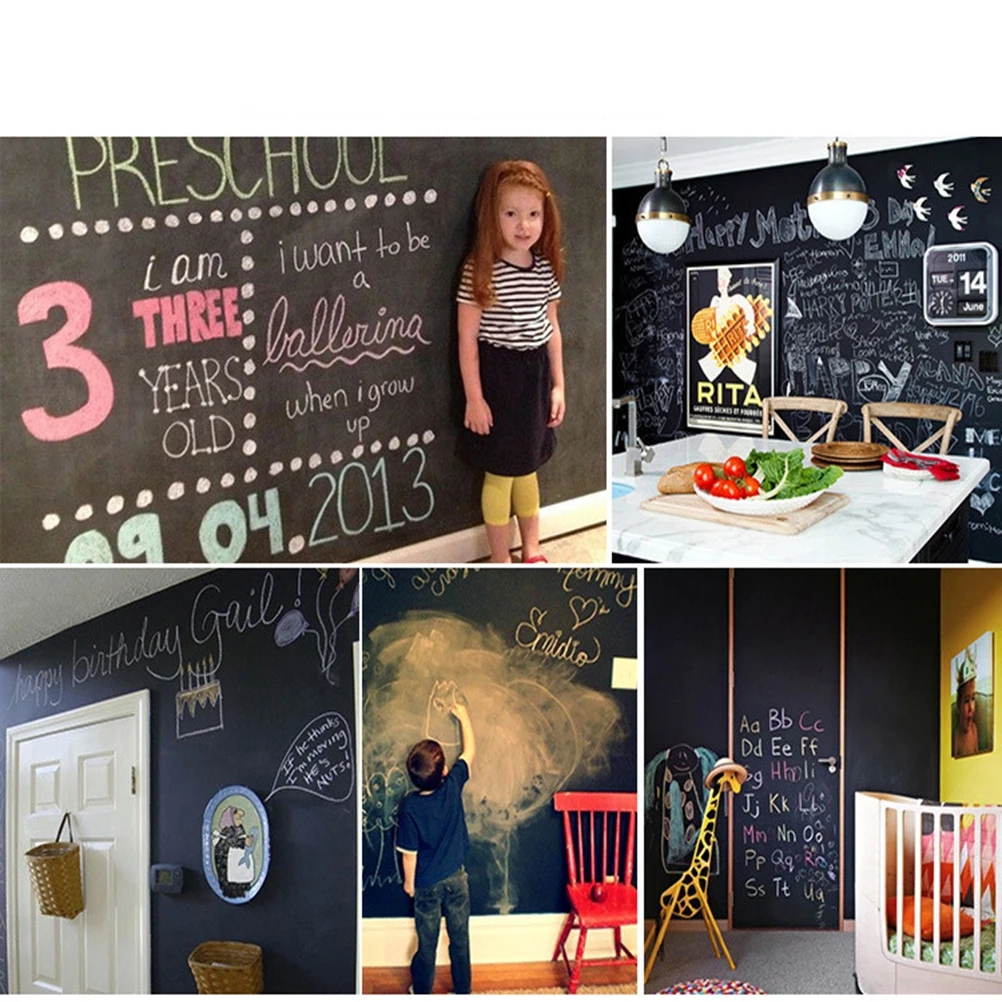 

2pcs Blackboard Sticker Premium Pvc Removable Wall Decal For School Home Office Chalkboard Labels Self Adhesive Wallpaper