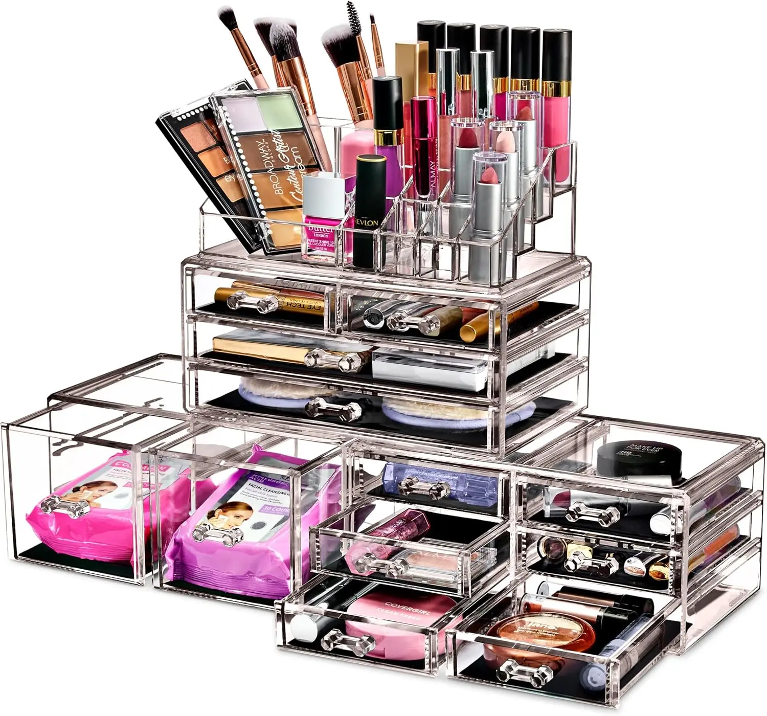 

Bathroom Storage, Dresser - 12 Drawers Cosmetic Beauty Organizers and Storage with Lipstick, Makeup Brush Holder