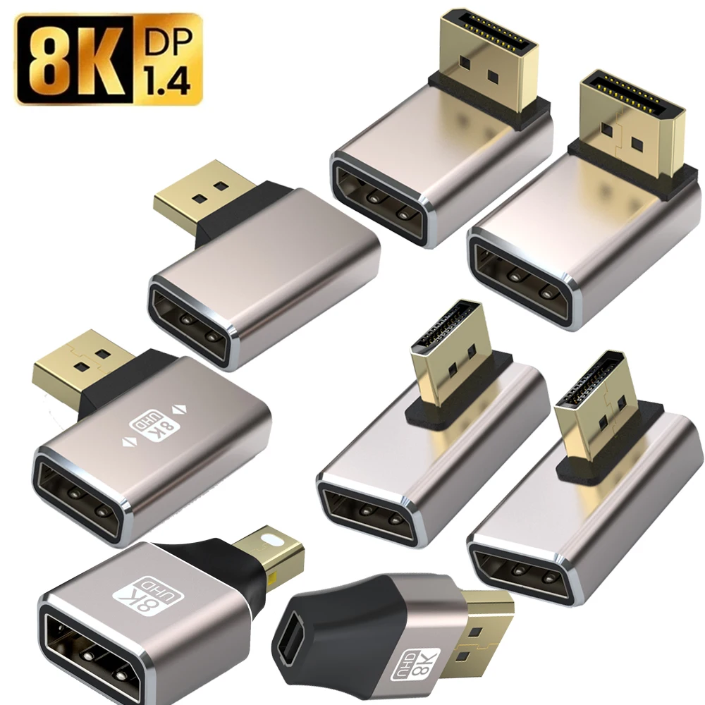 Gold-Plated DisplayPort1.4 Adapter Support 8K@60Hz 4K@144Hz HDR Video Alloy Shell DP Cable Extender for Desktop Computer Monitor